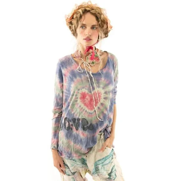 Magnolia Pearl Top Tee Tie Dye Love Applique Dylan T Shirt - Picture 3 of 11